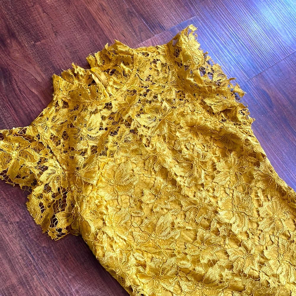 Yellow lace cocktail dress
